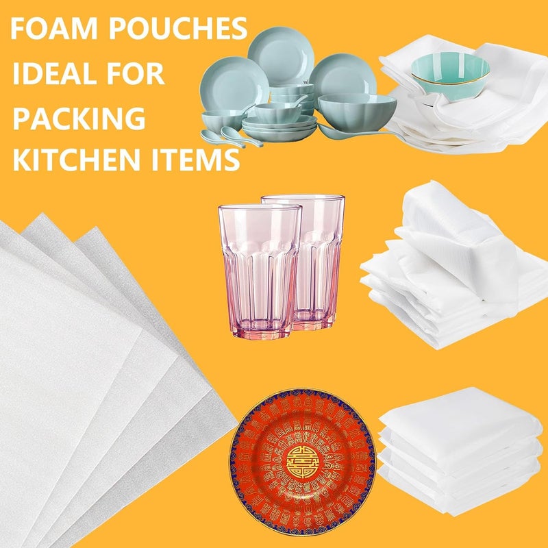 Evadow 16”x24” 50Pack Foam Pouches, Large Moving Supplies for Packing Dishes Artwork, 0.5MM Thick Cushion Foam Bags for Storing Shipping Breakables, fragile Padding Material Sleeves for Fragile Plates China - Image 5